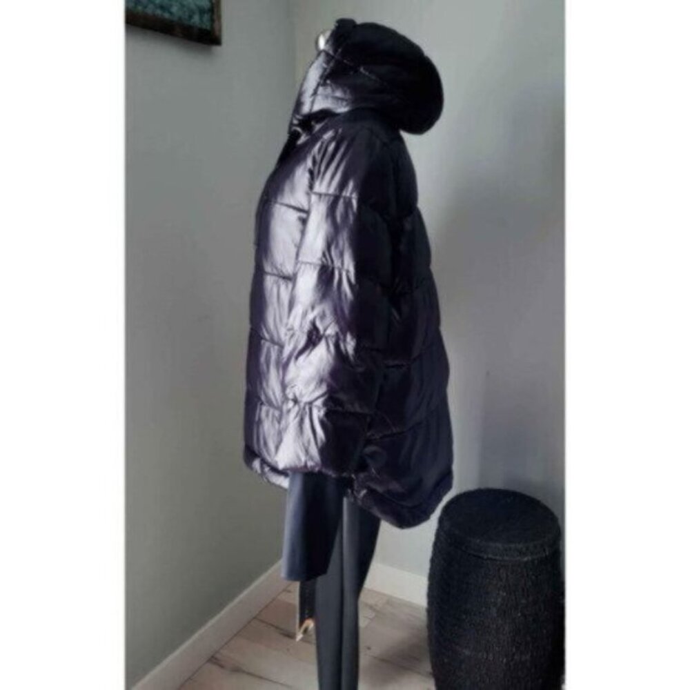 Nikki Jones Oversized Shiny Puffer Black Winter Jacket NWT Sz M - Picture 5 of 10